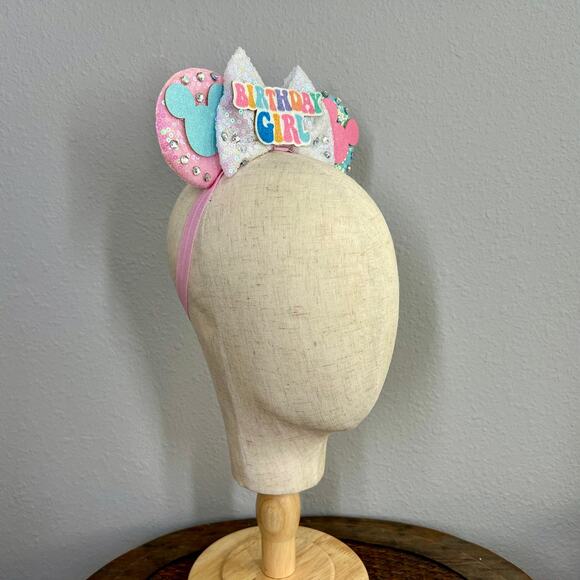 Birthday Sparkle Elastic Minnie Ears | Disney-Inspired Adjustable Mouse Ears - Picture 5 of 5